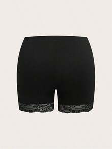 2 piezas Leggings básicos casuales de unicolor para mujer de talla grande, aptos para el verano - Negro - Ver 4