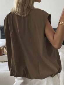 Nuevo chaleco sin mangas suelto y casual de verano, estilo casual de negocios para mujeres - Café integral - Ver 2