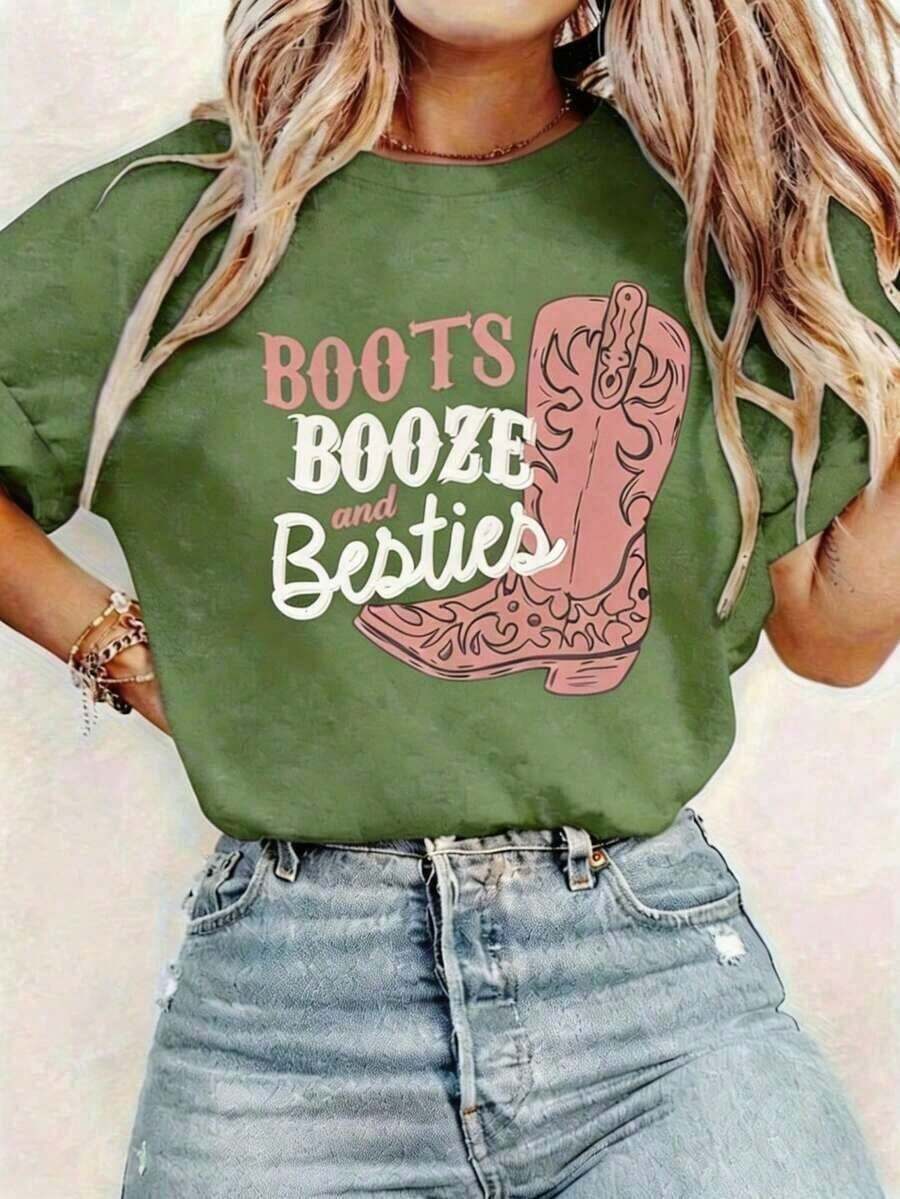 Camiseta Casual de Verano para MujerInformaldeVeranoparaMujer,IdealparaVacaciones,paraSet para el Día de la MadrederopaCultivoTopsWomenFootballJerseyBaseballShirtWomenSummerTopsForWomenKoreanFashionWomenVintageTopsVintageTrainingTops1PieceWomenWesternCowboyPatternHirt-Boots,Wine,YBestamigasEsloganConVaqueroBotasDiseño-NoTop Elástico de Cuello Redondo, Adecuado para Salir de Noche, Fiesta de Cumpleaños, Día de la Independencia - Camiseta Lavable con Estampado de Letras Rosas - Top Casual de Primavera/Verano, Camiseta Estilo Country, Conjunto de FiestaderopaImpresiónDigitalCalidad,TelaDuradera,TopDeMangaCorta,VestidoDeFiestaalaModaMujeresRopaCamisetasGráficasCropTopsLindosTopsMujeresOfertasDeLiquidaciónInformalPromociónVestidosSuavesyblanditoVestidosParaMujeresVerano - Verde - Ver 1