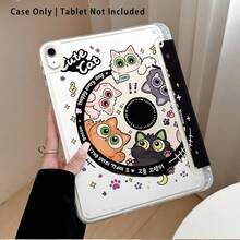 Funda protectora de tableta de cristal acrílico con efecto pintado de patrón de gato lindo y nota musical, con soporte, compatible con Samsung/Apple/Honor/ y otros modelos populares, plegable y resistente a la flexión, esquinas reforzadas de silicona, función de activación/suspensión automática, ranura para lápiz incorporada, soporte plegable multiángulo - Estilo 2 - Ver 4