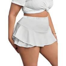 Faldas informales de talla grande 1XL-5XL para mujer, faldas plisadas para el hogar, mallas cortas sexis a la moda para mujer, faldas de Color sólido - BLANCO - Ver 1
