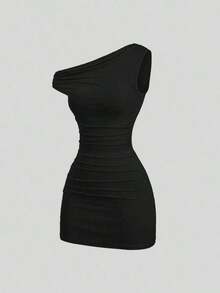 Nuevo vestido casual rosa de primavera/verano para mujer, de corte ceñido y cómodo, con estilo retro y sexy, versátil - Negro - Ver 6