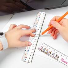 Regla de acrílico personalizada | Diseño ilustrado vibrante, durable, ideal para estudiantes y maestros, diseño moderno, gráficos divertidos, artesanía de alta calidad, adecuada para niños y niñas - A - Ver 9