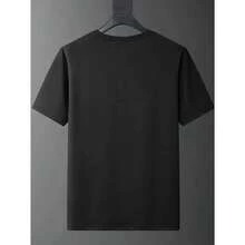 Camisetas a juego para parejas con estampado geométrico irregular de dibujos animados con la palabra LOVE, 100% algodón, suaves, transpirables, de corte regular, cuello redondo, manga corta, para primavera y verano, uso diario, citas románticas, regalos románticos, lavables a máquina, tallas S-3XL. - Negro - Ver 4