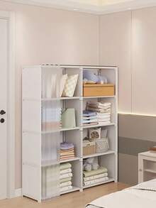 1pc Wardrobe Closet, Simple Dust-Proof Rental Home Use, Minimalist Assembly Storage Cabinet, Multi-Layer Clothing Rack - Black - View 19