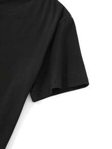 Camiseta de Mujer Oversize Extra Grande - Camiseta de Cuello Redondo para Mujer, Talla Grande, Manga Corta, Estampado de Alfabeto para Vacaciones de Verano, Estampado de Letras Casual, Elasticidad Media, Ropa Cómoda para Uso Diario en Primavera y Verano, Corte Amplio, Ropa de Mujer, Tops para Salir para Mujer - Negro - Ver 4