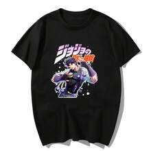 Jojos's Bizarre Adventures Anime T-Shirt, Summer 2026 New Arrival, 100% Cotton, Unisex Loose Fit T-Shirt With Joseph Jostar Graphic, Short Sleeve Loose Shirt - 款式 - 查看 1