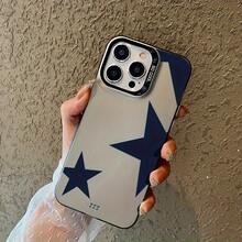 Phone Case - New Fashion Blue With Large Star And Number Design, High Quality Protective Cover Suitable For IPhone, Multiple Models Including 16/15/14/13/12 11 Pro Max Series And 12Pro 13Promax 14Plus 15Plus 16Plus 12Mini 13Mini 14Pro - Black - View 1