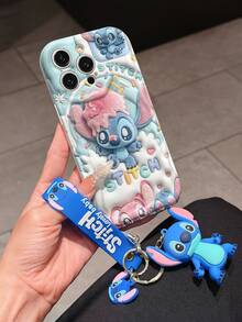Disney Lilo And Stitch Phone Case : 3D Fluffy Pattern Border Protector Phone Soft Phone Case With A Free Cute Stitch Bracelet Chain Lanyard, Stitch, Lilo, Angel, For Apple 17 Promax 17 Pro 16 15 14 13 12 11 Pro Max XS Max X XR Soft Cover Summer Phone Case - 白色 - 查看 3