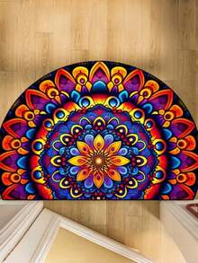 1pc Vibrant Bohemian Mandala Entrance Mat - Washable, Lightweight Durable Polyester Doormat, Colorful Semi-Circle Design, Suitable For Indoor/Outdoor Use, Entrance Mat | Bohemian Style Mat | Washable Mat, Washable Area Rug, Home Decor Carpet - Multicolor - View 8