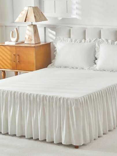 1pc Bed Skirt, Bedding, Soft & Breathable Bed Sheet, Silky Luxurious Fabric, Gentle On Hair & Skin, Ruffled Hem With Elastic Bands, Comfortable Sleep, Fits Twin, Full, Queen, King Size Beds, Machine Washable, Autumn Decor, Room Decoration