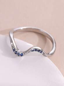 1 pieza Anillo con diseño de ola de moda, para uso diario - Azul - Ver 4