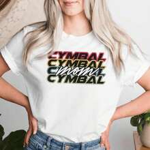 Women's T-Shirt Cymbal Mom Player Retro Vintage Style 70s, 80s, 90s, Short Sleeve T-Shirt - 白色 - 查看 2