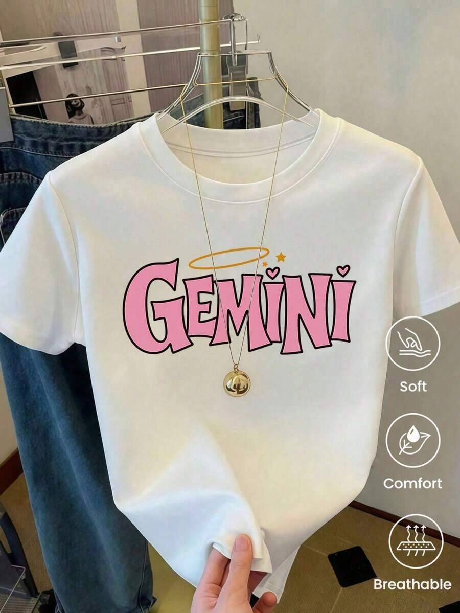 180g Made In Mexico, Spring/Summer 2026 Fashion Short Sleeve T-Shirt, Cartoon Print, Couple Style, Underwear/Outerwear, Casual Round Neck For Office, Unisex One Piece Top - 白色的 - 查看 1