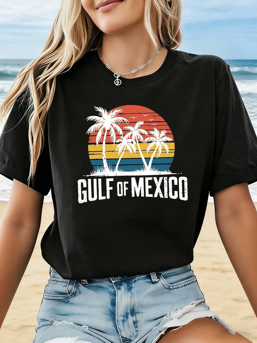 Tallas Grandes - Tallas Grandes - Conjuntos de Vacaciones en la Playa para el Golfo de México: una Camiseta Casual de Primavera y Verano para Mujer de Talla Grande con Elegantes Patrones de Rayas Coloridas, Perfecta para Salidas Animadas, Actividades al Aire Libre y Desplazamientos - Negro - Ver 1