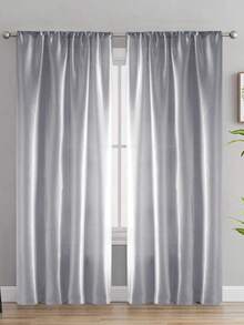 1pc Solid Color Semi-Blackout Curtain, Rod Pocket Design Room Divider Curtain, Suitable For Living Room, Bedroom, Wedding, Party Backdrop Decoration, 70gsm - Multicolor - View 5