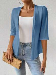 Chaqueta regular para mujer, cárdigan de verano - Azul 2 - Ver 4