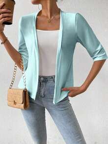 Chaqueta regular para mujer, cárdigan de verano - Celeste - Ver 3