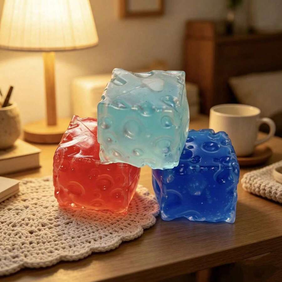 New 3-Color Transparent Cheese Squeeze Stress Relief Glacier Slow Rebound Fidget Toy, For Teens & Adults, Christmas Gift - Multicolor - View 1