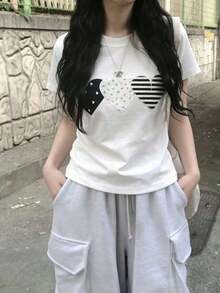 Women's Short-Sleeved T-Shirt, Round Neck, Loose Fit For Summer - 白色的 - 查看 7
