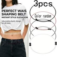 3pcs Invisible Elastic Waist Cincher Set - Adjustable Hem Shortener With Buttons, Suitable For Loose Tops And Sweaters - Stretchable Waist Trainer, Wrinkle-Free Hem Lifter For Wedding And Daily Wear - A - View 1