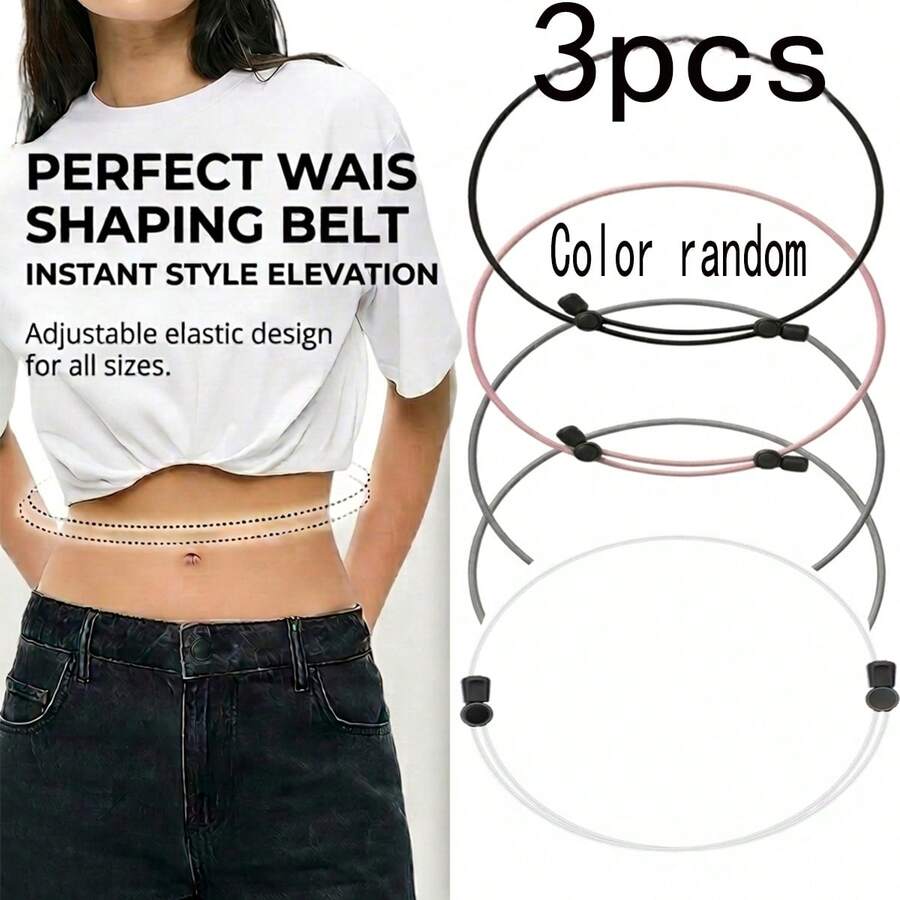 3pcs Invisible Elastic Waist Cincher Set - Adjustable Hem Shortener With Buttons, Suitable For Loose Tops And Sweaters - Stretchable Waist Trainer, Wrinkle-Free Hem Lifter For Wedding And Daily Wear - A - View 1
