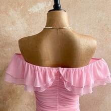 Spring & Summer Vacation Knit Mesh Strapless Fitted Tiered Ruffle Asymmetric Hem Dress, Suitable For Garden Party, Tea Party, Flower Arranging, Date, Bohemian, Boho, Vacation,Summer Dresses For Women - Celeste - Ver 6
