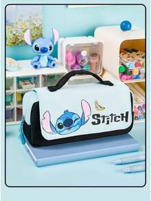 Hộp bút di động chính hãng Disney, có tay cầm, dung tích lớn, nhiều lớp, in hình Stitch, Gấu và Chuột Mickey, có khóa kéo, thích hợp cho học sinh, trường học, văn phòng và đồ dùng học tập. - Bộ - Xem 10