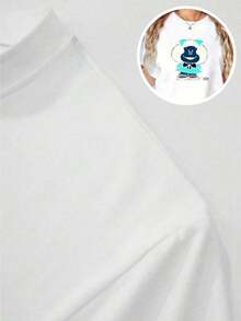 Women's 100% Cotton T-Shirt With A Mafalda Print. Classic Minimalist Design With A Round Neck, Easy To Style And Flattering For All Body Types. Perfect For Dates, Daily Commutes, And Casual Outings. - 白色 - 查看 5