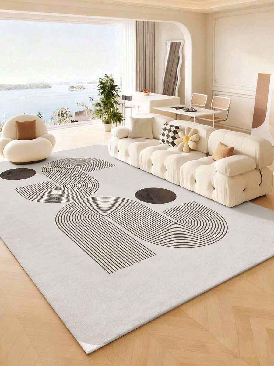 1 pieza Alfombra decorativa grande de estilo minimalista para interiores, alfombra de material de cachemira sintética, alfombra para sala de estar, alfombra para sofá, alfombra para dormitorio, alfombra antideslizante para al lado de la cama, tapete antideslizante para piso de habitación, alfombra para comedor y cocina, almohadilla para silla de oficina, tapete para entrada, tapete para picnic al aire libre, alfombra suave para gateo de bebé, manta para camping al aire libre - Multicolor-1 - Ver 1