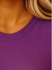 Free Shipping, Local Delivery In Mexico, Delivery In 4 Days. Short-Sleeved T-Shirt With Pencil Print, Round Neck, Women's T-Shirts, Printed Blouses For Women. - 紫色 - 查看 2