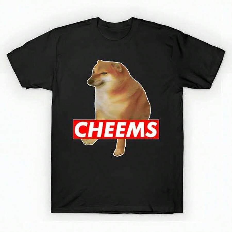Cheems Doge T-Shirt unisex de la de algodón puro de alta densidad de 220 g. C-AmiS-eta uniS-ex 100 % aL-Godón de - Tejido de alta densidad. Apta para todo tipo de perS-onas, ya sean mujeres o hombres. Tejido duradero de alta C-Alidad apto para todas las estaciones, suave al tacto pero duradero. Tops transpirables. Conjuntos de otoño para mujer. Conjuntos de vaC-Aciones para mujer. Disfraz de Halloween para mujer. - Negro - Ver 1