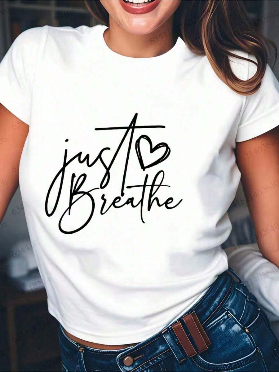 Camiseta estampada moderna y creativa para mujer, adecuada para todas las estaciones, fácil de usar, casual, cómoda, suave, transpirable, con cuello redondo y mangas cortas, ideal para fitness y actividades diarias al aire libre.