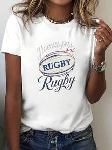 Funny Printed T-Shirt, I Can't, I Have A Print, Casual Short Sleeve Round Neck Top, Women's Clothing For Spring/Summer. - 白色 - 查看 7