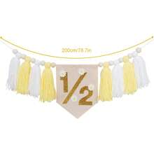 1pc Daisy Flower 1/2 Birthday Party Decoration, 1 Year Old Bohemian Style Half Birthday Decoration, 1/2 High Chair Banner, 2 Year Old Handmade Tassel Garland, Photo Props, 6 Month Birthday Decoration, Birthday Gift - Multiple Styles - View 3