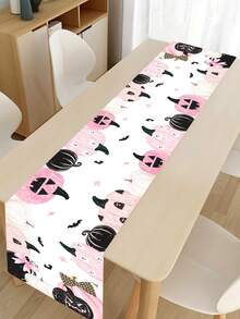 1件粉色南瓜蝙蝠万圣节桌旗，尺寸180*35厘米，涤纶面料，万圣节装饰，万圣节派对餐桌装饰，家居装饰，万圣节糖果装饰，欢乐万圣节装饰，桌面中心摆件，惊悚万圣节装饰 - B款 - 查看 7