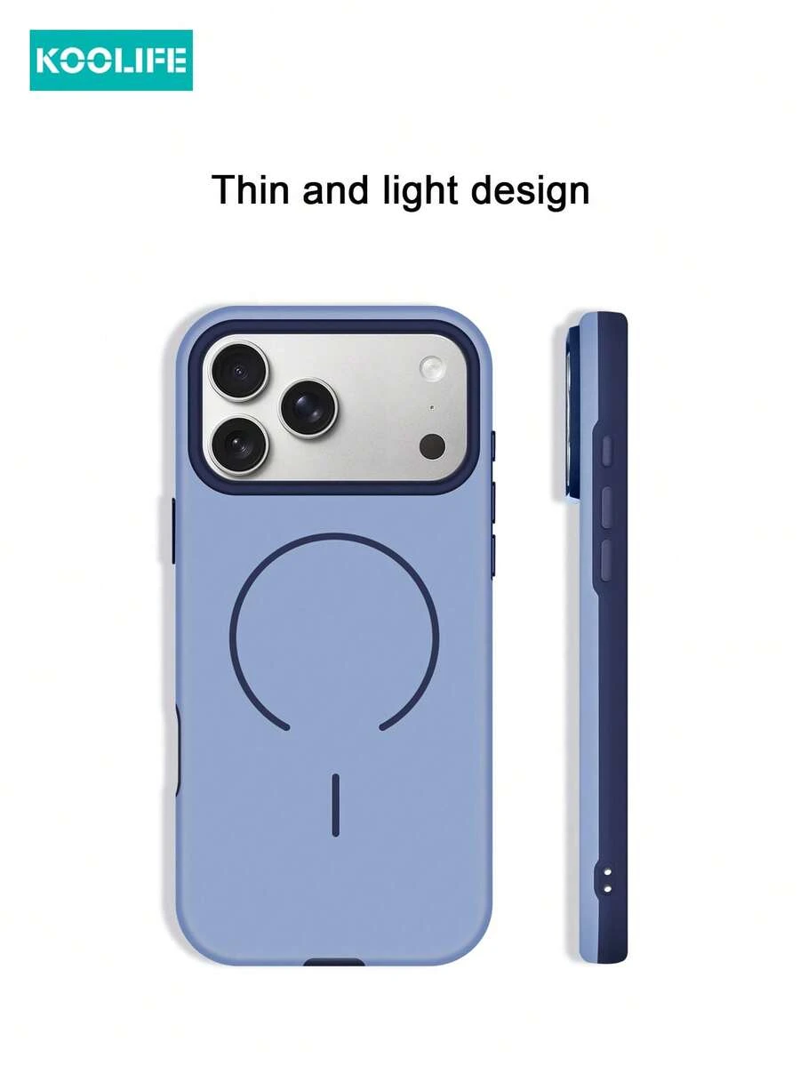 1pc Dual-Tone Matte Magnetic Phone Case, PC+TPU Shockproof Protective Cover, MagSafe Compatible With Apple 17/17Pro/17ProMax/16/15