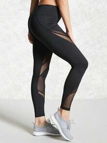 Pantalones de yoga empalmados - Negro - Ver 1