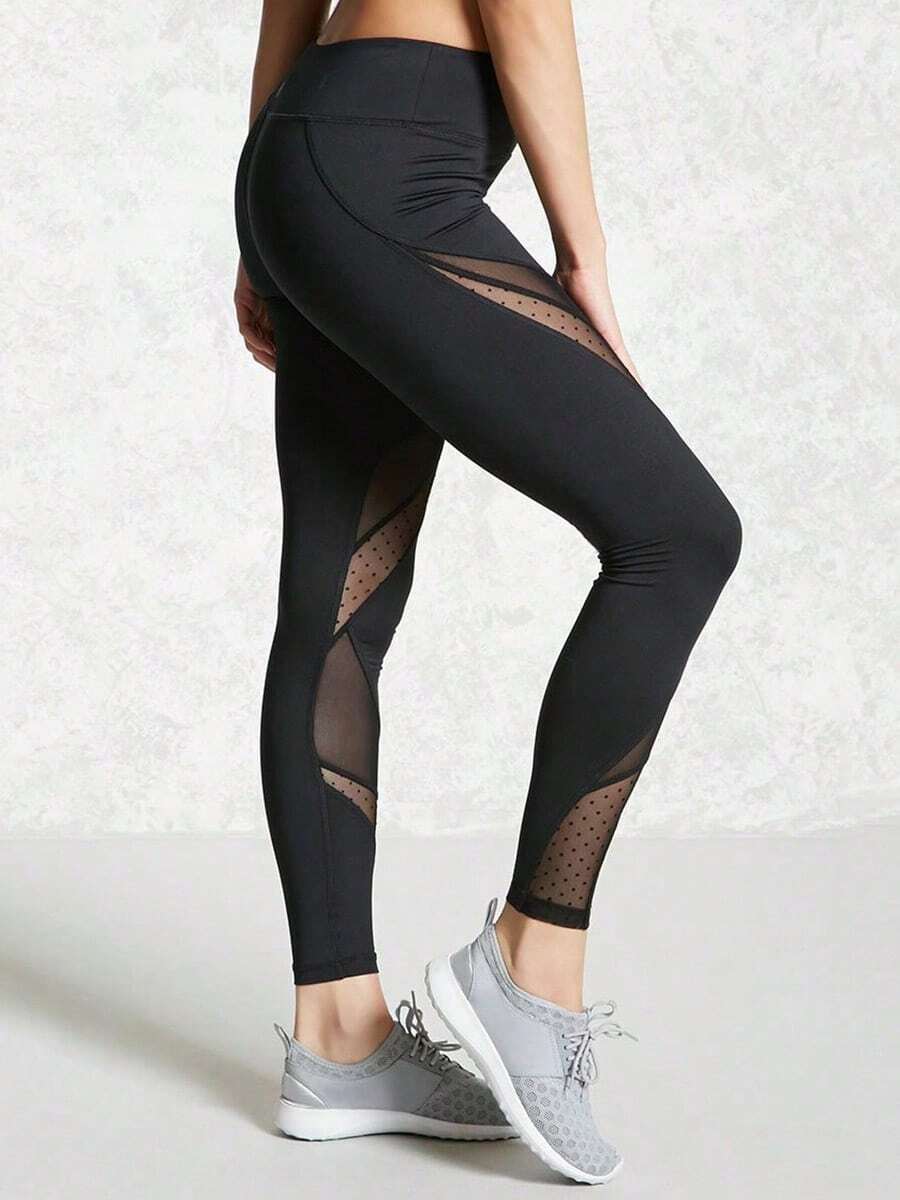 Pantalones de yoga empalmados - Negro - Ver 1