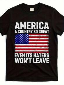 Men's Streetwear Crew Neck T-Shirt With Patriotic American Print | Distressed American Flag Design T-Shirt, Black, Crew Neck, Adult, Machine Washable, Equal Style For Men And Women, Short Sleeve Printed T-Shirt For Summer 2025, All Seasons Wear, Loose Fit, Comfortable, 100% Cotton, Printed T-Shirts. - 黑色 - 查看 6