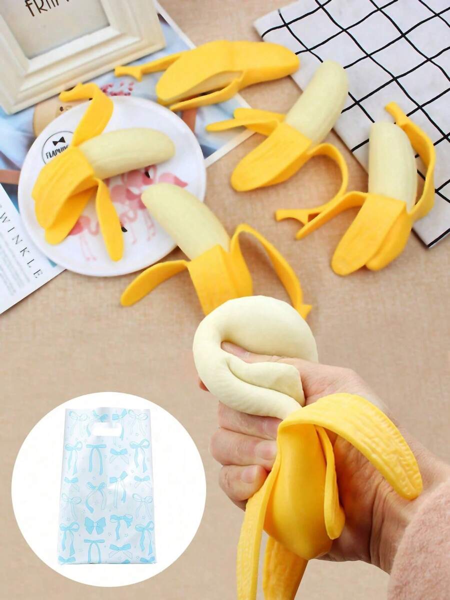 5 món đồ chơi bóp hình quả chuối sống động như thật, đồ chơi giảm căng thẳng có độ đàn hồi chậm, đồ chơi giảm áp hình trái cây mềm mại với hiệu ứng đàn hồi chậm. - Nhiều màu - Xem 1