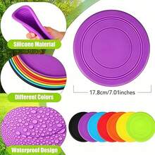 Dog Flying Disc, Interactive Dog Training Toy, Pet Silicone Soft Chew Flying Disc, Puppy Toy, Lightweight Floating Disc - Multicolor - View 2
