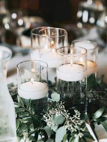 1/5/12/24/36/48/96pcs Floating Ball Scented Candles, Water Floating Tea Lights, Romantic Wedding Decoration Candles, Hotel Dinner Party Table Centerpiece Decor - White - View 5