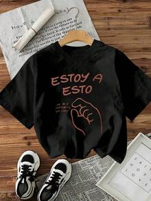 Camiseta de manga corta casual con cuello redondo y estampado lindo de amante del café para mujer, ajuste regular, color  de verano-Vintage Street Style Unisexoose Cotton Short Sleeve Crew Neck T-Shirt - Negro - Ver 1