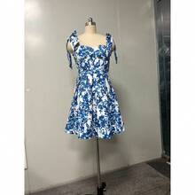 Vestido de Noche Corto Organza, Moda Hombros Descubiertos, Estilo Elegante Fairy - Azul - Ver 5