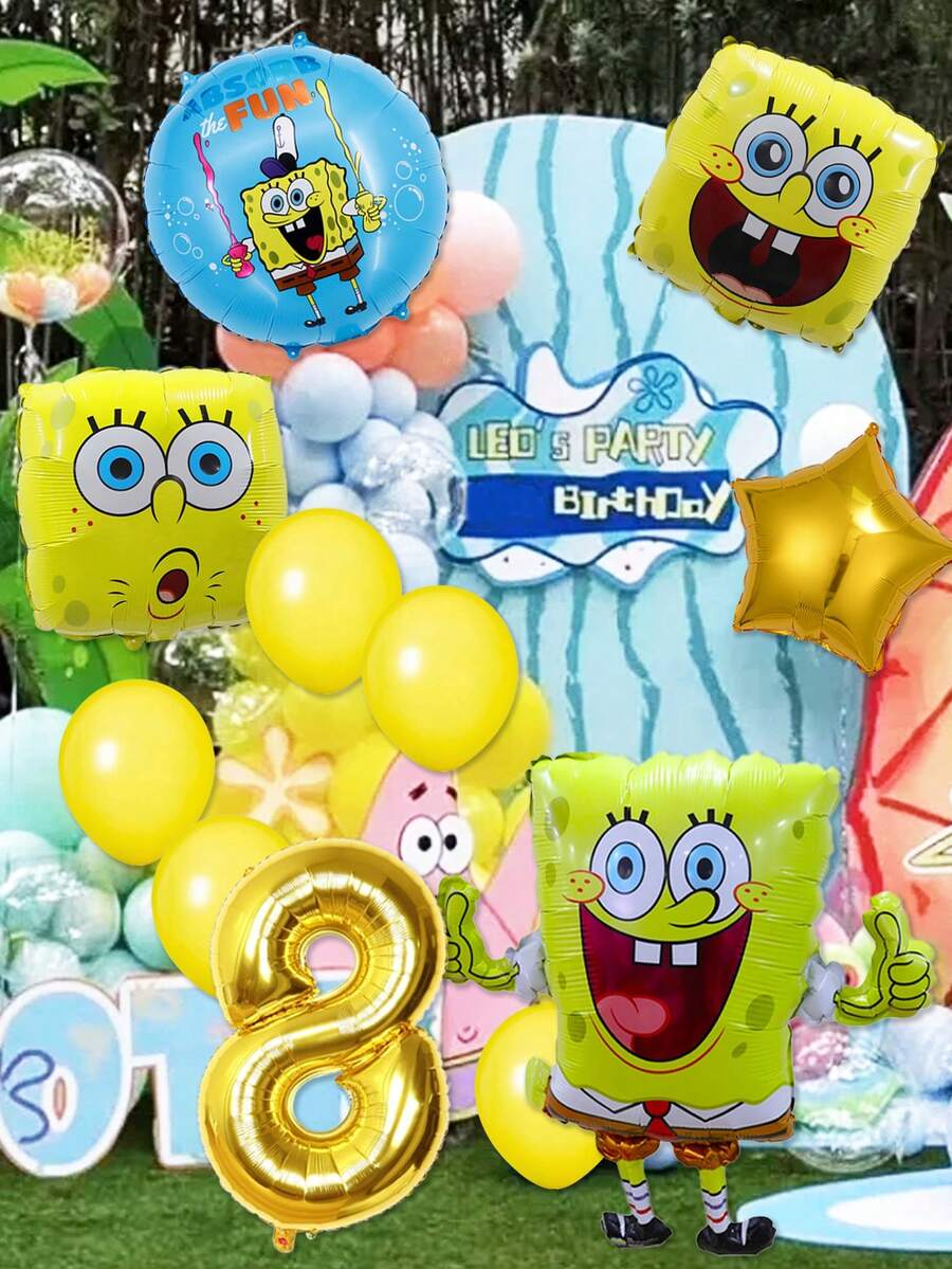 SpongeBob SquarePants 角色氣球套組含1-9歲生日裝飾氣球,適合主題派對背景、桌面中心裝飾及牆面點綴,適用於各種慶祝場合 - decorative set - 查看 1