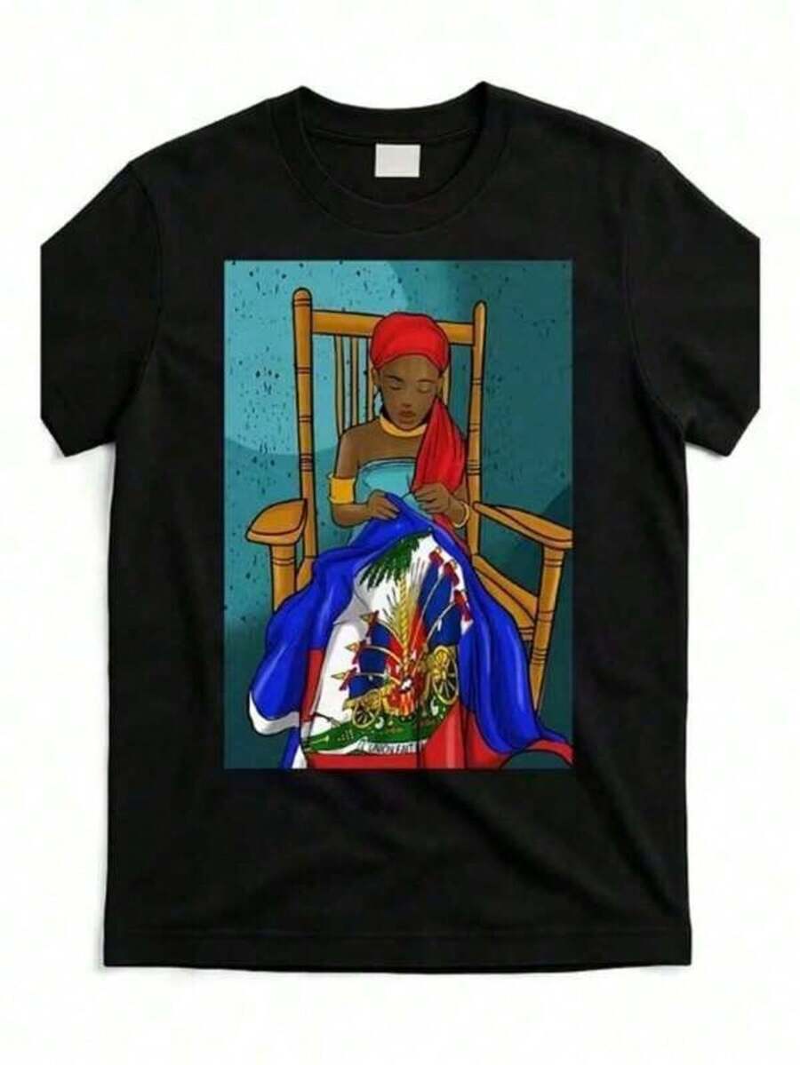 Spanish Style Women Tee Summer Casual Streetwear Transpirable Suave Duradera Ecológica 100% algodón Comoda Gráfica / Estampada Suelta Oversize Playera algodón Playera casual Original export order Spanish women's basic solid color T-shirt, undershirtHaitian Woman Sewing National Emblem