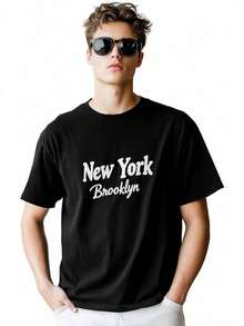 Camiseta de Hombre con Estampado Gráfico de Nueva York y Brooklyn, Camisetas de Algodón de Manga Corta, Estilo Casual DT6E - Blanco - Ver 12