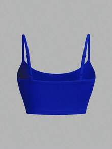 1 pieza Camiseta sin mangas casual y sexy color burdeos para mujer, adecuado para el verano - azul real - Ver 2