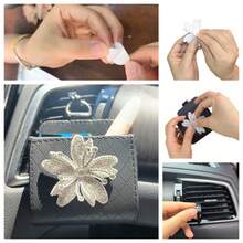 DIY Silver Bling Rhinestone 3D Flower PU Car Storage Box, Air Vent Organizer, All-Season Auto Storage Bag - Silver 3D Flower - View 5